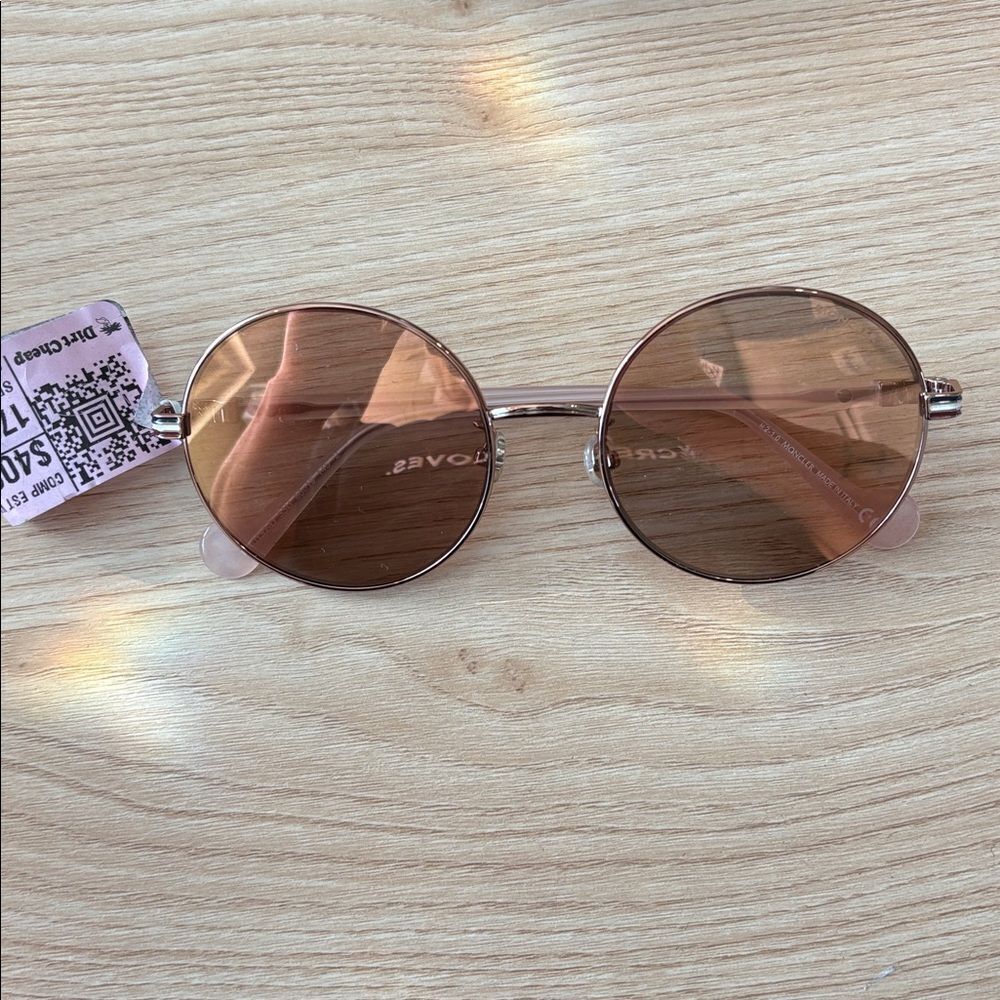 MONCLER ROSE GOLD MIRRORED ROUND UNISEX SUNGLASSES ML 0132-D - Picture 4 of 5